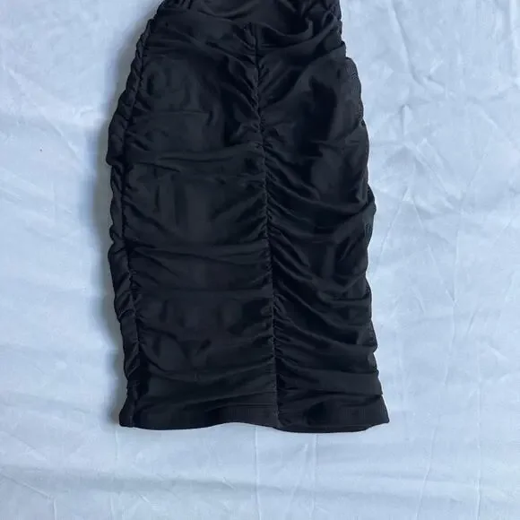 Oh Polly Everlasting Romance Cowl Neck Ruched Mini Dress in Black - Picture 8 of 8